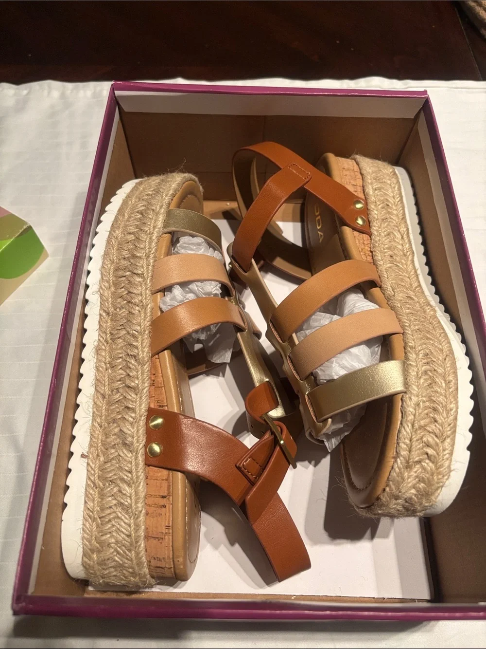 Soda Women’s Gold Multi Platform Espadrille Sandal
